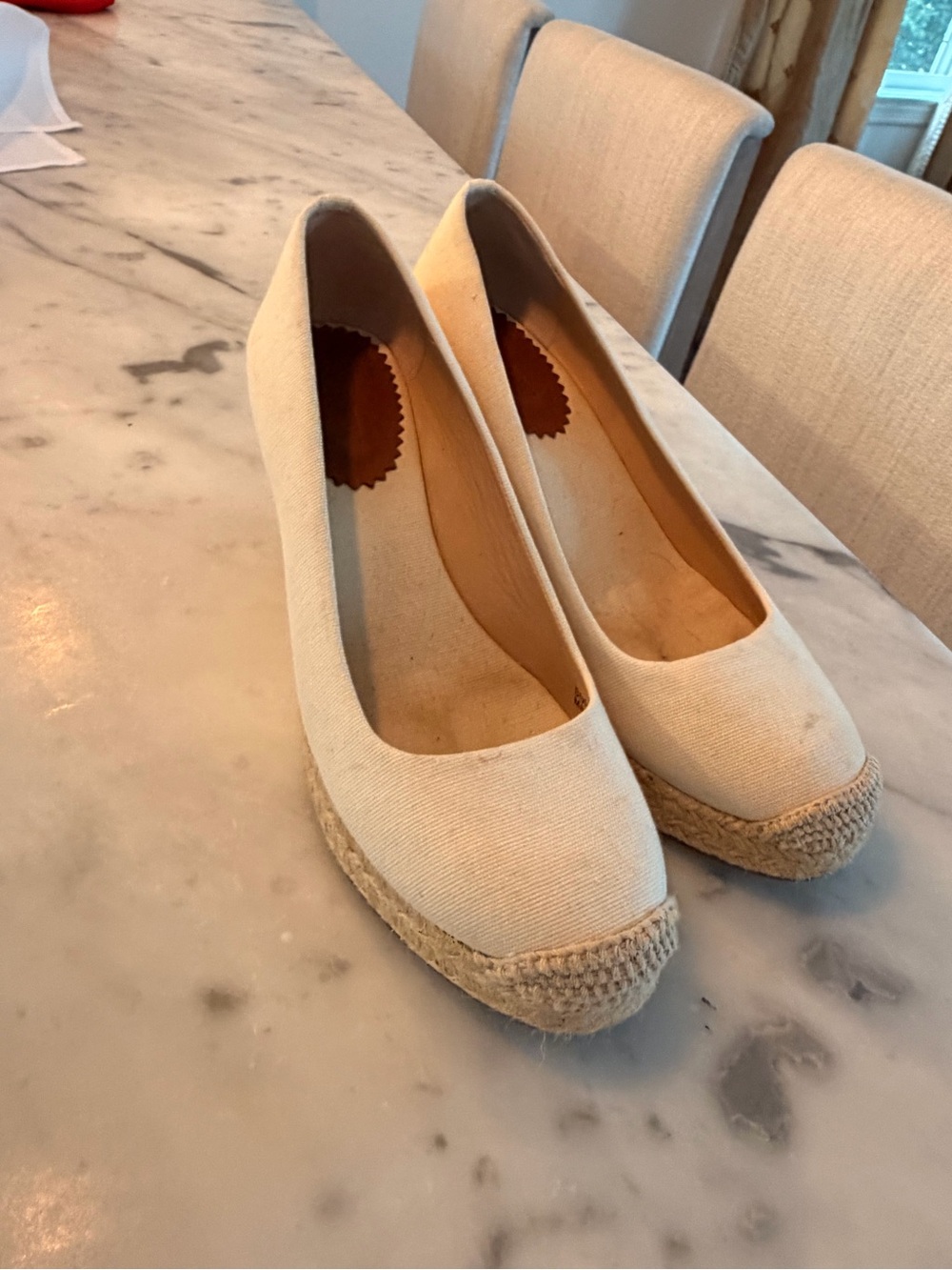 J. Crew Cream Canvas Espadrille Wedges